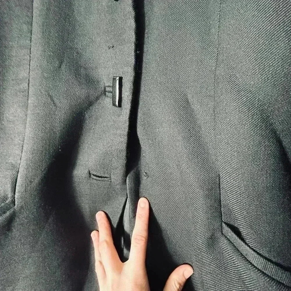Zara 100% Wool Tailored Jacket Knee Length Navy Medium Designer Made Spain - Picture 7 of 9